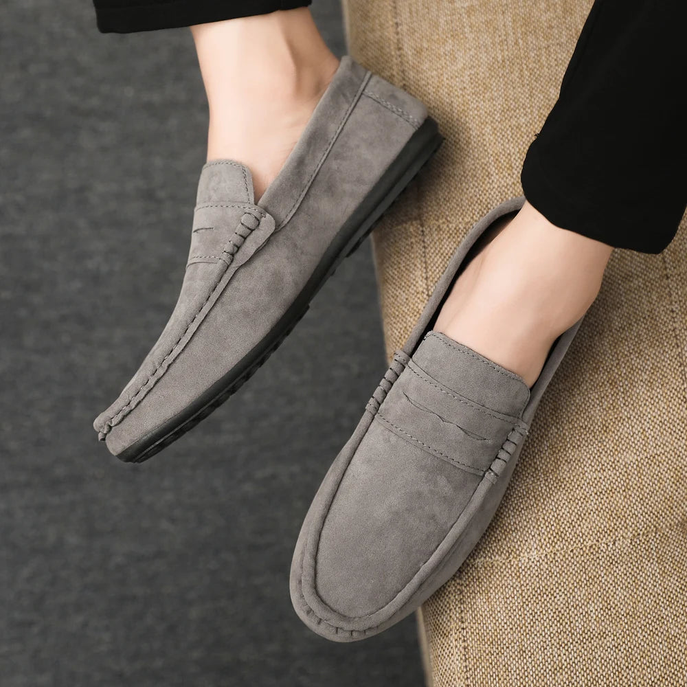 Men's Comfort Loafers | Casual Driving Shoes in Black, Grey & Khaki