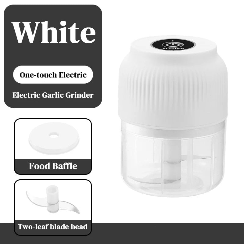 Triturador de ajos eléctrico, picador de alimentos de cocina, mini picador de carne portátil USB, picador de verduras para cocina, regalos de Navidad