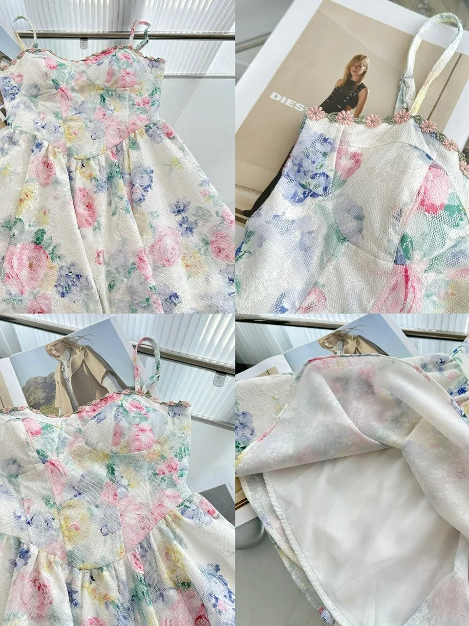Sweet Pure Desire Style Women's Floral Print Halter Dress Slimming Waist Design Casual Summer Polyester Fiber Gown