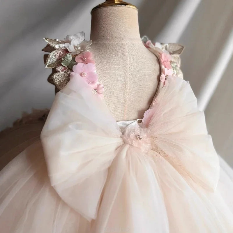 Wed Dress Summer Children Girls First Birthday Floral Princess Gown Costumes Flower Dresses Clothes Clothing Baby Kids Clothing