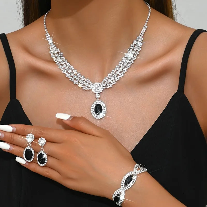 Rhinestone Bridal Necklace & Earrings Set