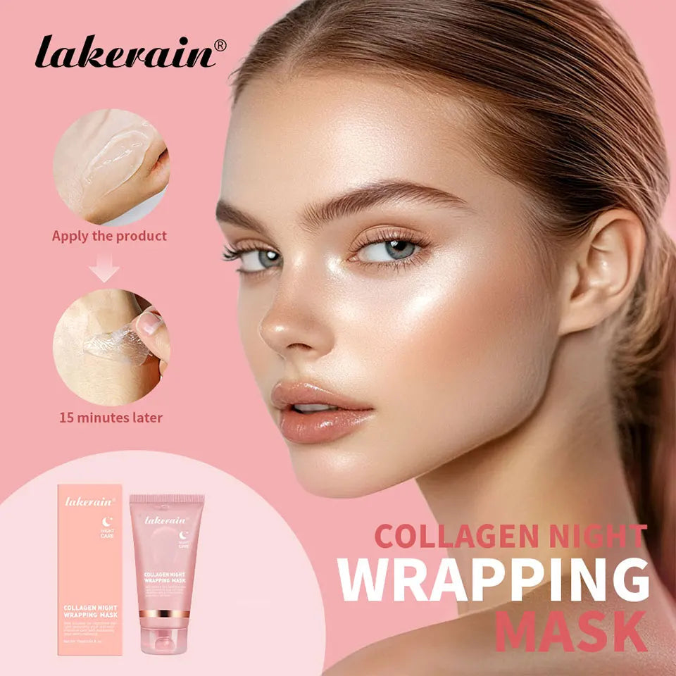 Collagen Overnight Wrapping Peel Off Facial Mask, Korean Collagen Night Wrapping Mask Deeply Hydrates Night Care Mask Cream 75ml