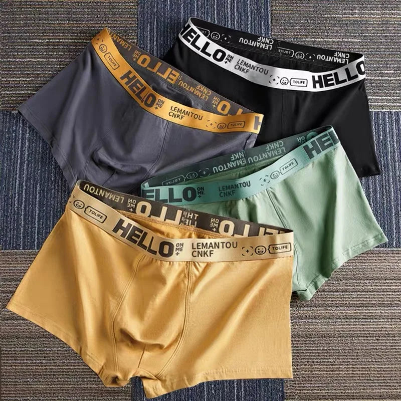 Men'S Mid-Waist Thin Sports Briefs Breathable Comfortable Large Size Boxer Shorts Youth Comfortable Flat Angle Underwear