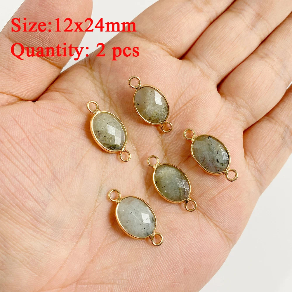 2PCS Natural Labradorite Stone Pendant - Irregular Jewelry Charm