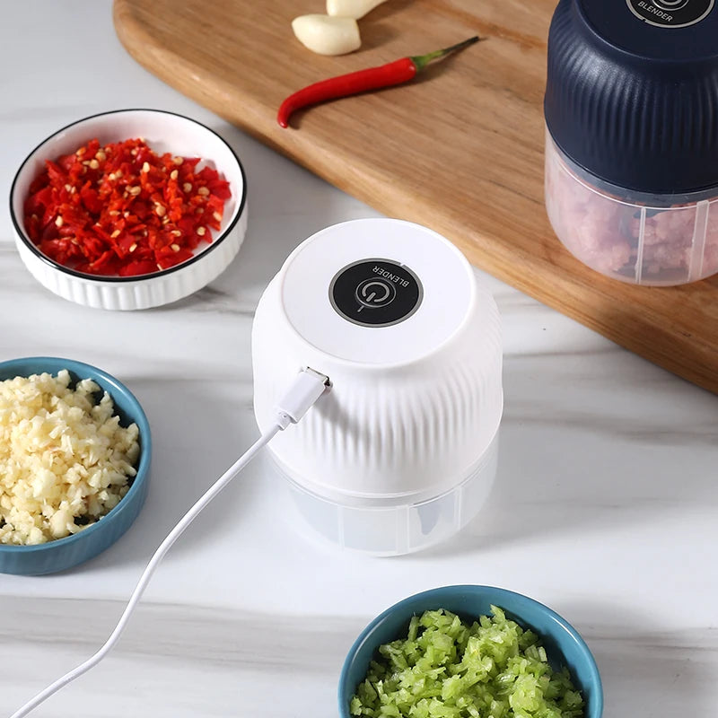 Triturador de ajos eléctrico, picador de alimentos de cocina, mini picador de carne portátil USB, picador de verduras para cocina, regalos de Navidad