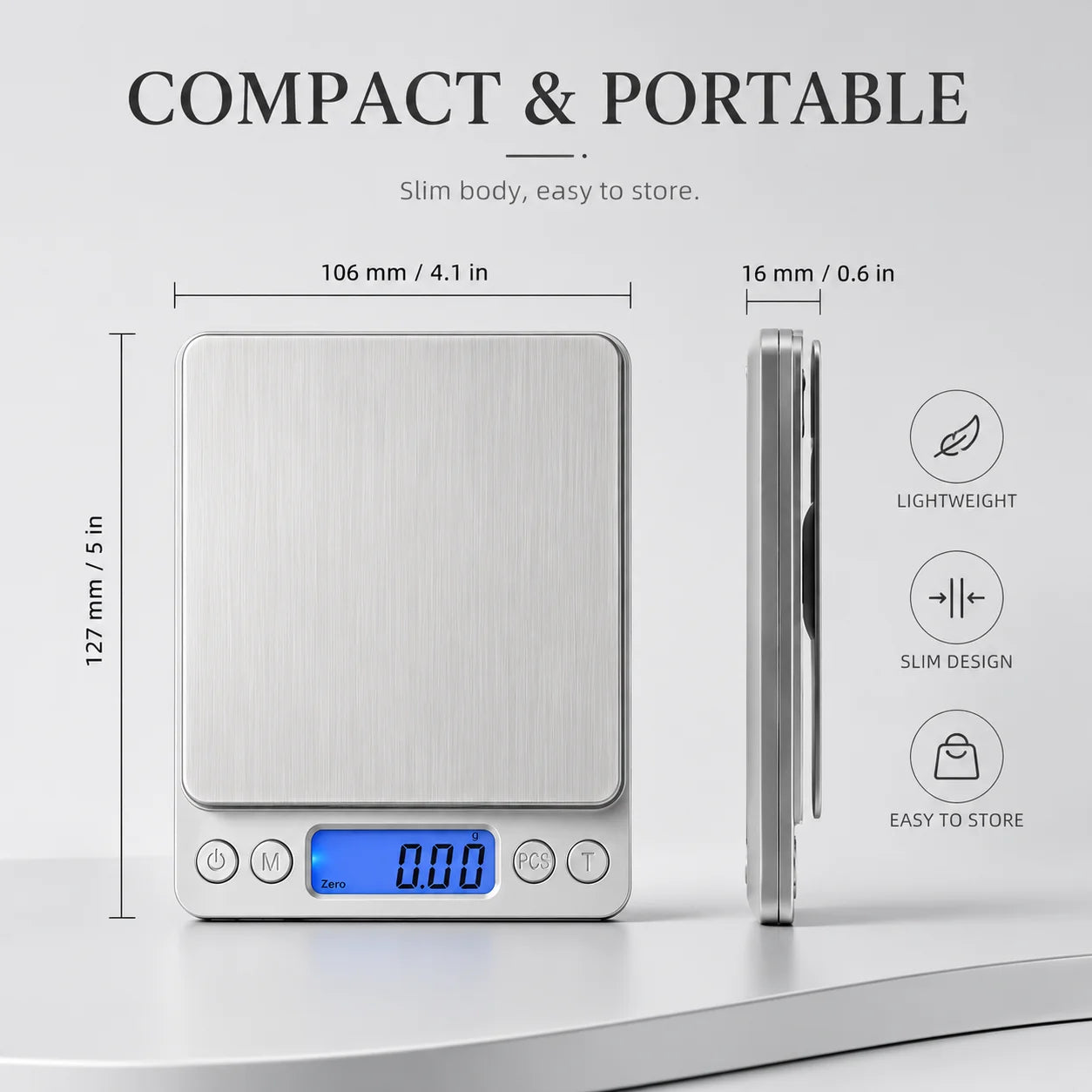 Báscula de cocina digital de acero inoxidable con pantalla LCD para pesar con precisión ingredientes de cocina y dietas