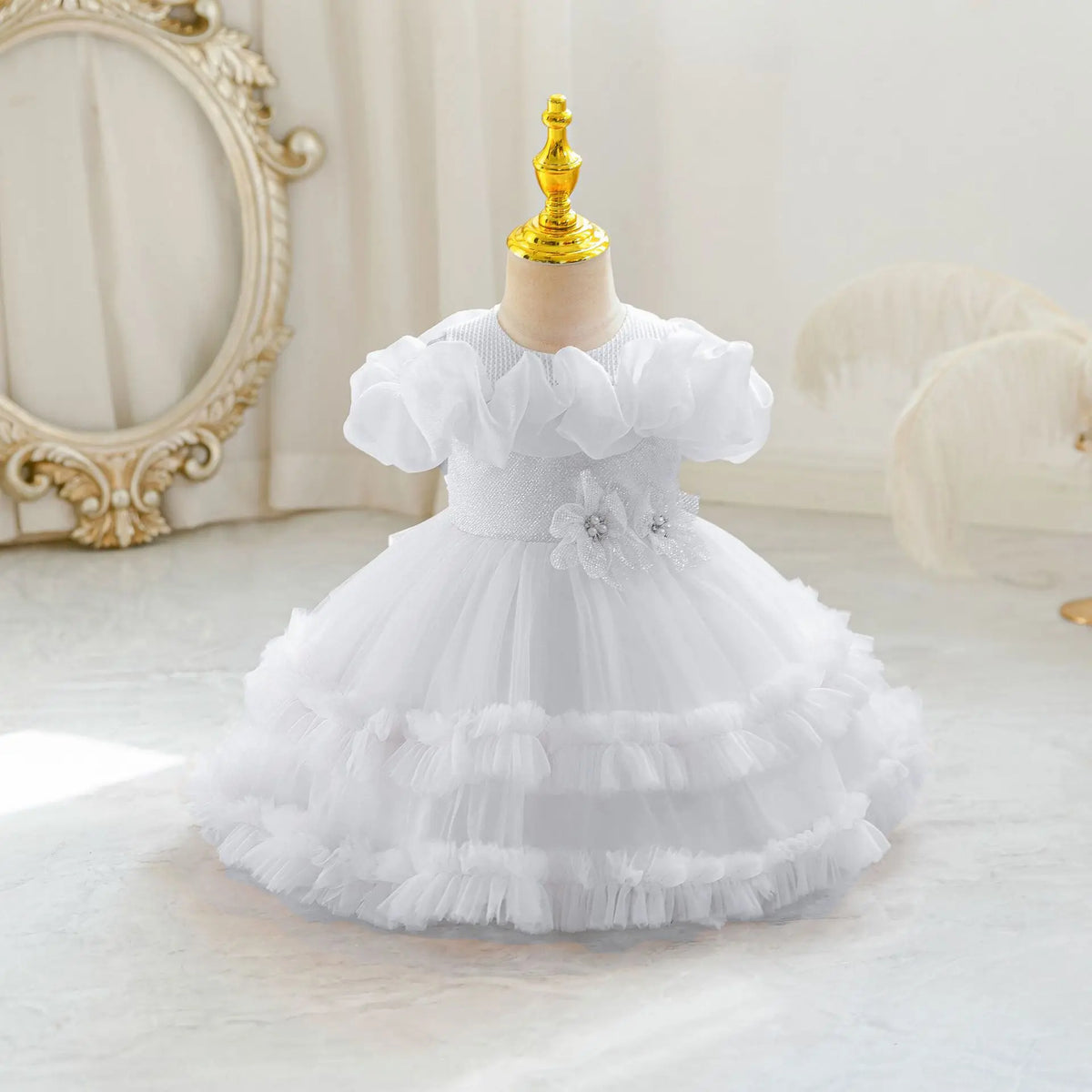HETISO Girls Princess Flower Dress Tutu Sleeve Baby Toddler Children's Birthday Party Ball Gown for 0-5 Years