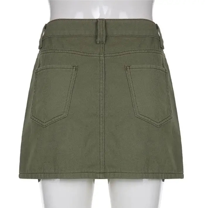 Fashion Low Waist Bodycon Short Skirt Sexy Cargo  Skirt Street Style with Sash Thickened Summer Collection for Women