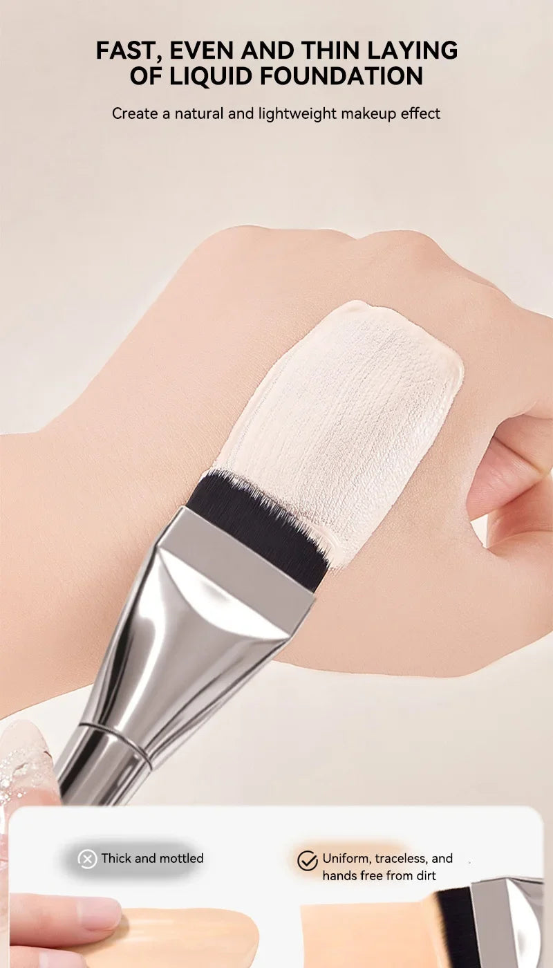 GECOMO two-headed one-word foundation brush, no foundation, no trace light mask brush, fast powder on makeup, beauty tools