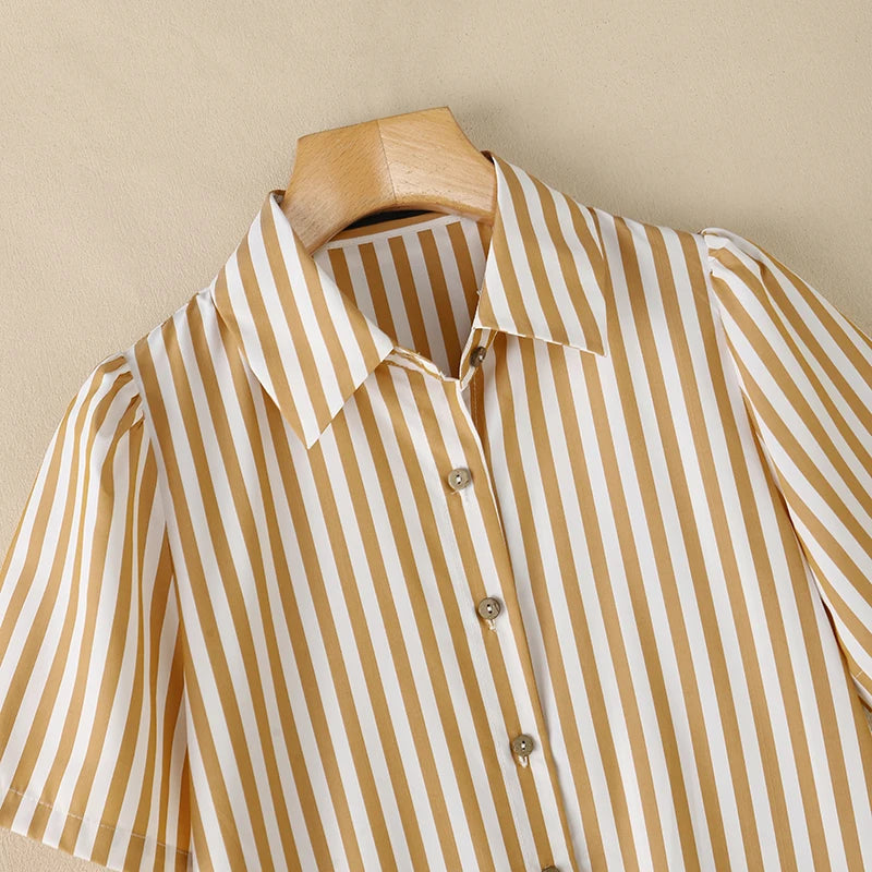 2026 Summer Striped Dress ZANZEA Women Elegant Work Dresses Short Sleeve Buttons Down Sundress Casual Holiday Knee Length Robe