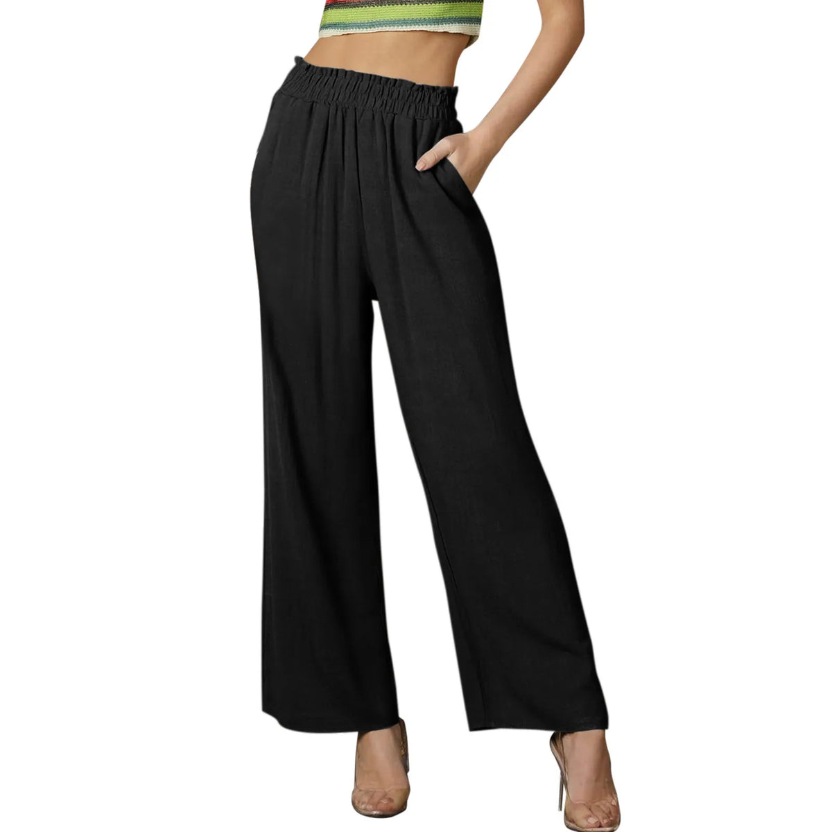 ZOMAXIUJEE Women's High Waisted Wide Leg Cotton Linen Palazzo Pants
