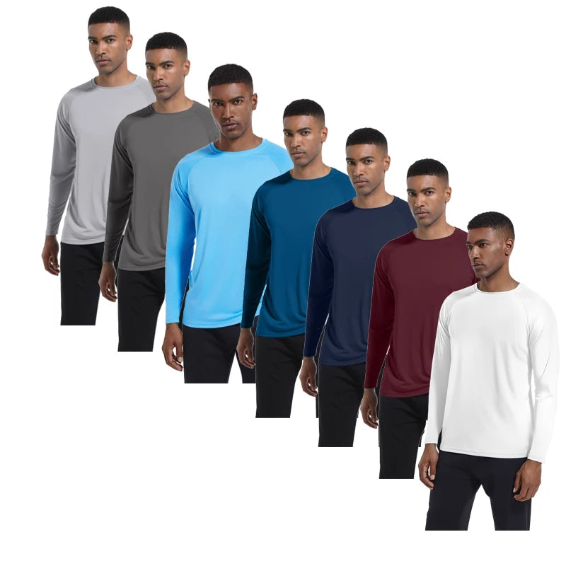 Men Long Sleeve t-Shirt Upf 50+ Sun Protection Shirts Tops Breathable Hiking Fishing t-Shirts Casual Tees Man Clothes Streetwear