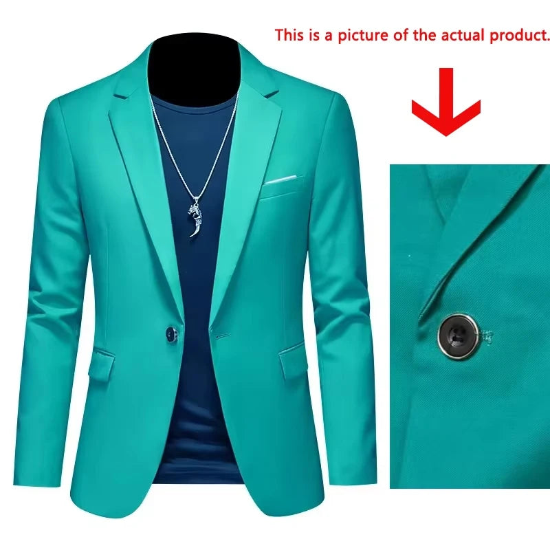 Boutique Fashion Mens Blazer Solid Color Premium High End Suit Jacket For Men Groom Wedding
