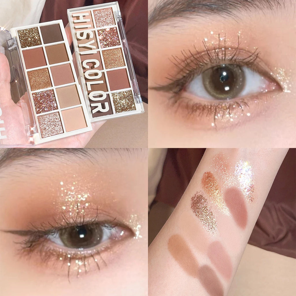Hisyi Star Rejuvenation Ten-Color Eye Shadow Pearl Matte Pink Pure Desire Powder Brown Plate Gentle Daily Cheap Makeup