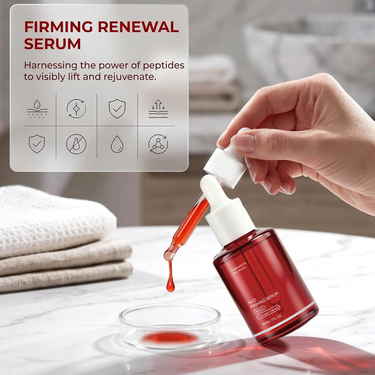 NAD+ Firming Facial Serum with Collagen Extract & Peptides, 30ml