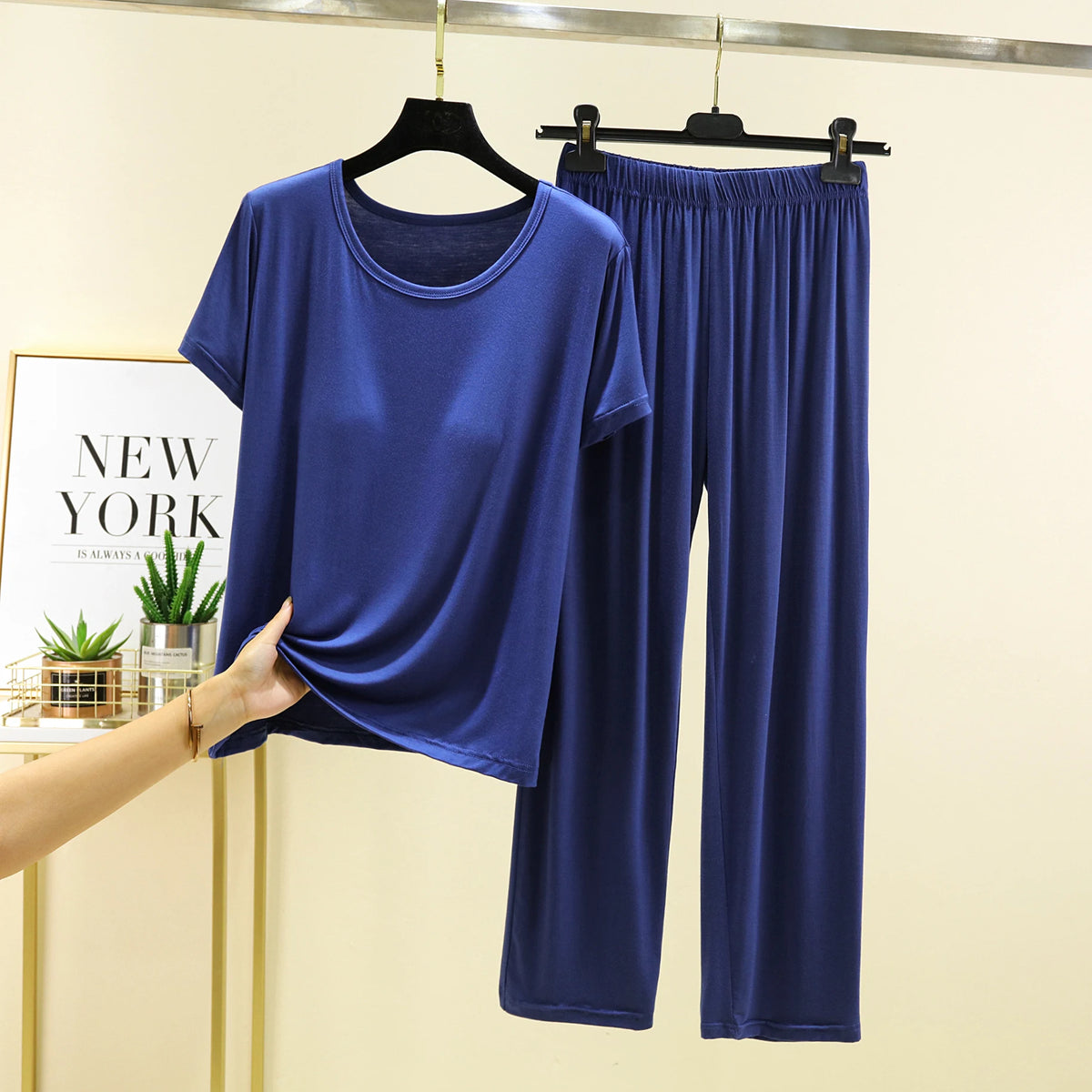 Women's Modal Two-Piece Pajama Set - Loose Lightweight Loungewear