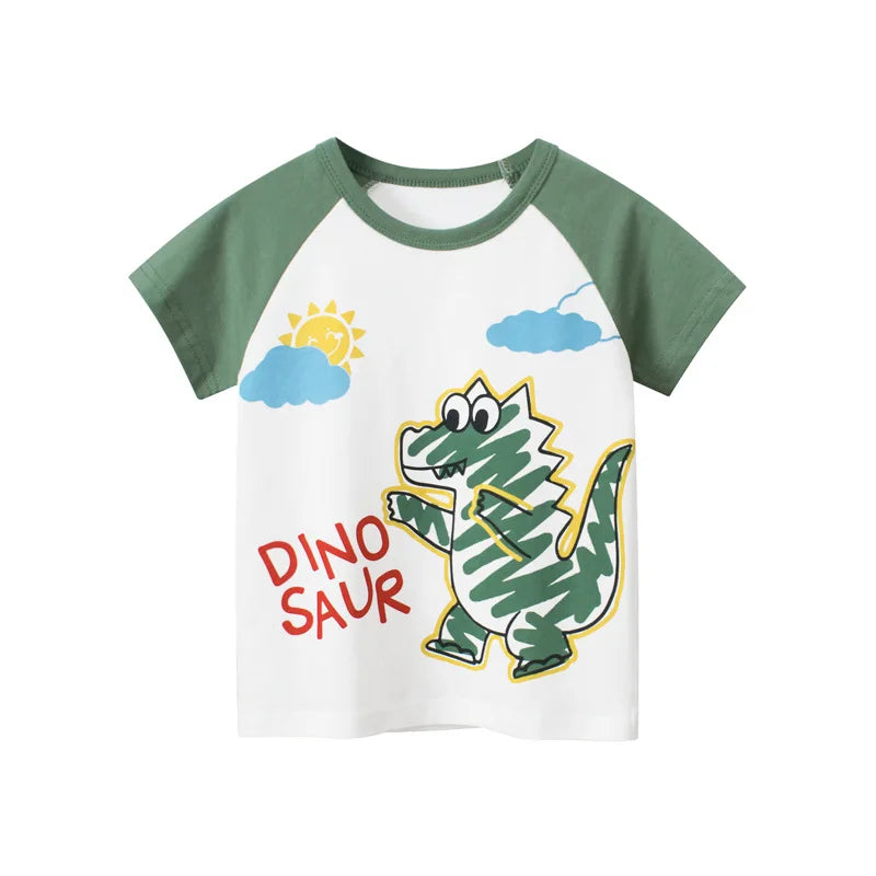 Tsaujia Boys' Short Sleeve Cotton T-Shirt - Cartoon Print Active Top