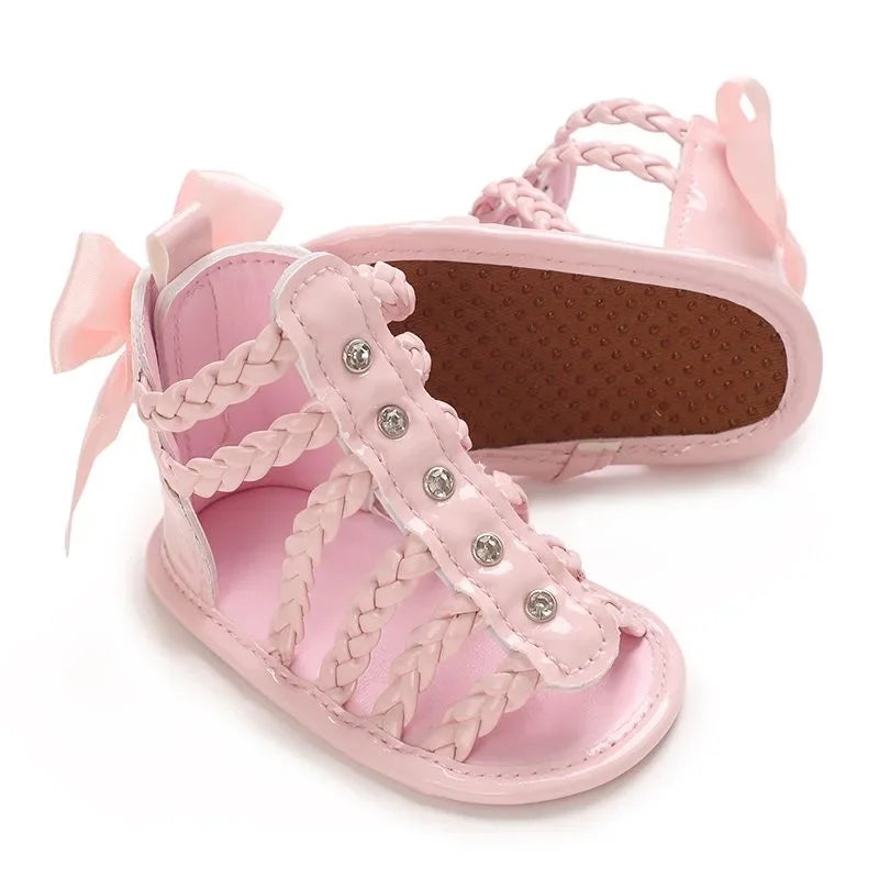 Spring and Summer High-Top Breathable Sandals for Baby Girls 0-12 Months Soft-Soled Toddler Shoes