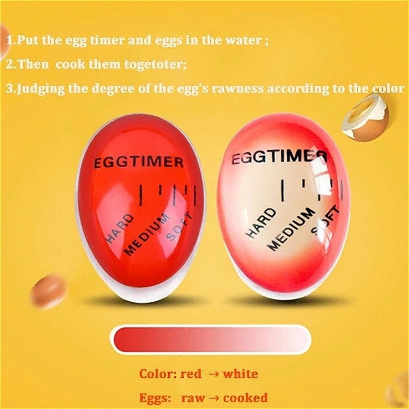 Temporizador de huevos y despertador para cocina - Huevos cocidos perfectos (blandos/medios/duros), herramienta decorativa de cocina con indicador de cocción de 3 etapas
