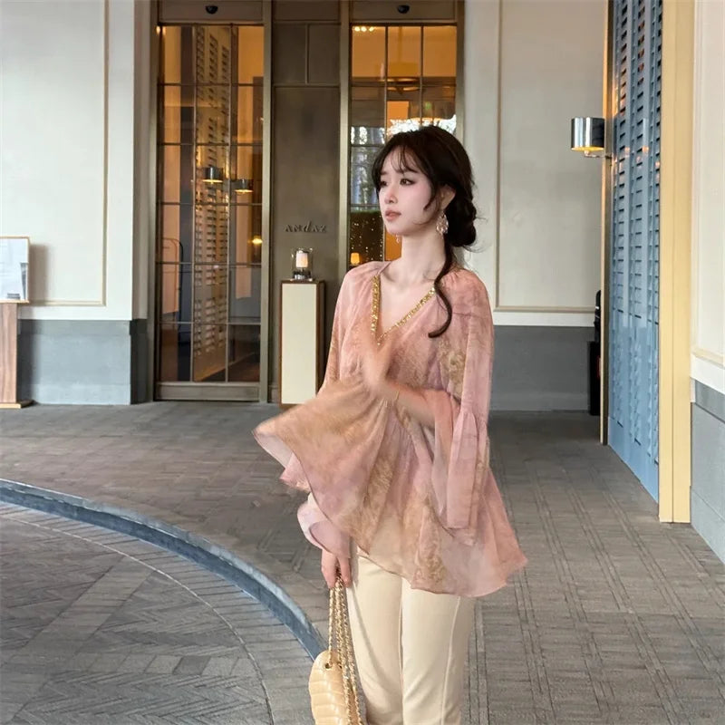 2025 New Gentle to The Bone Soft and Boneless With a Koreanst Style Heiress's Early Morning Breeze and Cool Fairy Aura Top Women