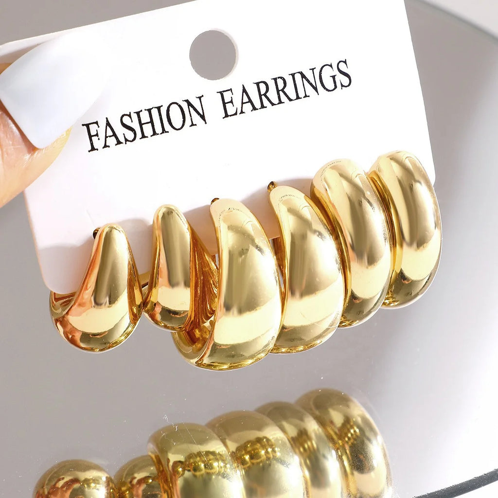 Vintage Elegant Teardrop Stud Earring Set Chic Simple Fashion Lightweight Earrings  for Women Daily Wear Party Jewelry Gift 2025
