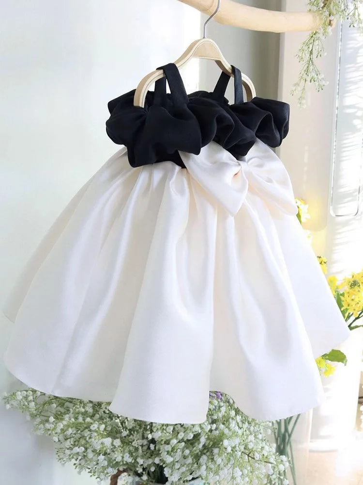 HETISO Girls Party Dresses First Birthday Children's Princess Ball Gown for Wedding Banquet Black White New Year Costume 1-12Y