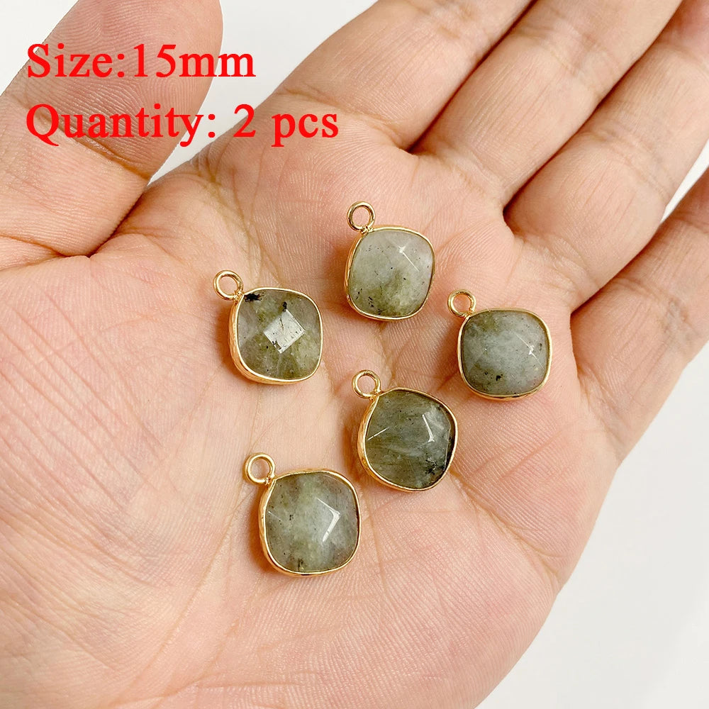 2PCS Natural Labradorite Stone Pendant - Irregular Jewelry Charm