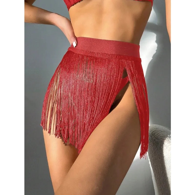 Women's Fringed Mini Beach Skirt – Slim Fit Swimsuit Cover-Up for Resort & Pool