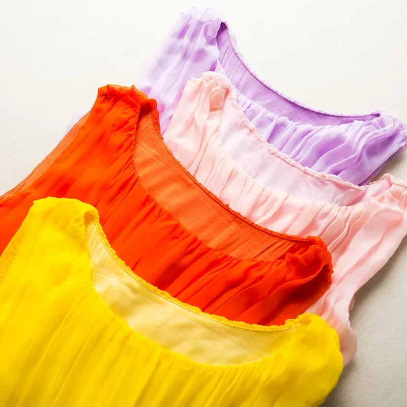 100% Mulberry Silk Dress Slim Silk Dress 2024 Summer Women's Clothing Super Fairy Beach Dresses Long Elegant Dresses For Women