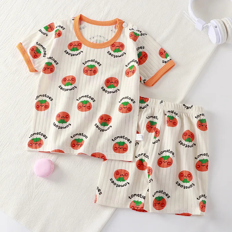 Children's 2-Piece Summer T-Shirt and Shorts Set - Animal Print