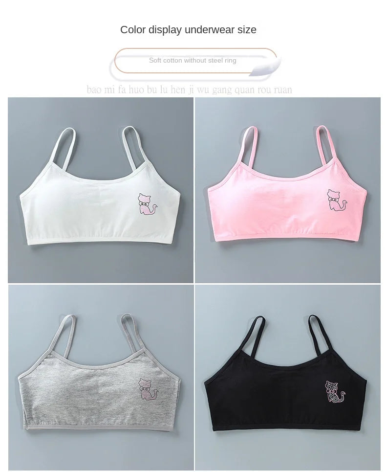 5PCS/Lot Teeange Girls Small Training Bras Purbery School Girl Sports Bra Children Detachable Chest Pad Underwear Kids Tube Tops