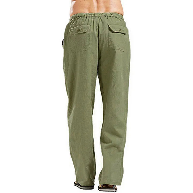 Spring Linen Wide Men Pants Korean Trousers Oversize Cotton Streetwear Male New Yoga Pants Casual Men Clothing Sweatpants