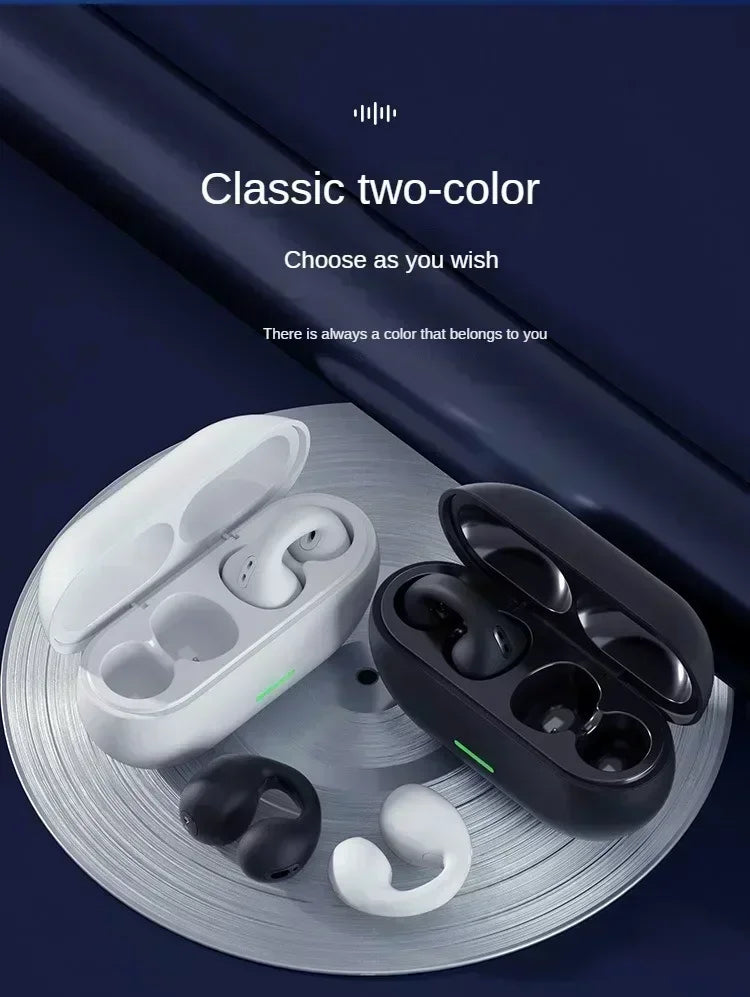TWS Bluetooth Headset 5.3 Wireless Air Conduction Headphones Clip Ear Music Noise Canceling HD Call Sports Gaming Earphone