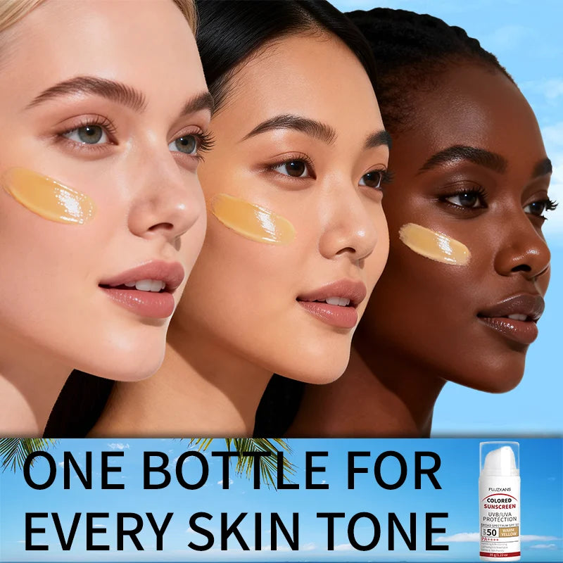 Tinted Sunscreen-Instant Glass Skin Glow BB Cream With SPF 50, Natural Glow,Waterproof, Warm Yellow Tone That Adapts To Skin