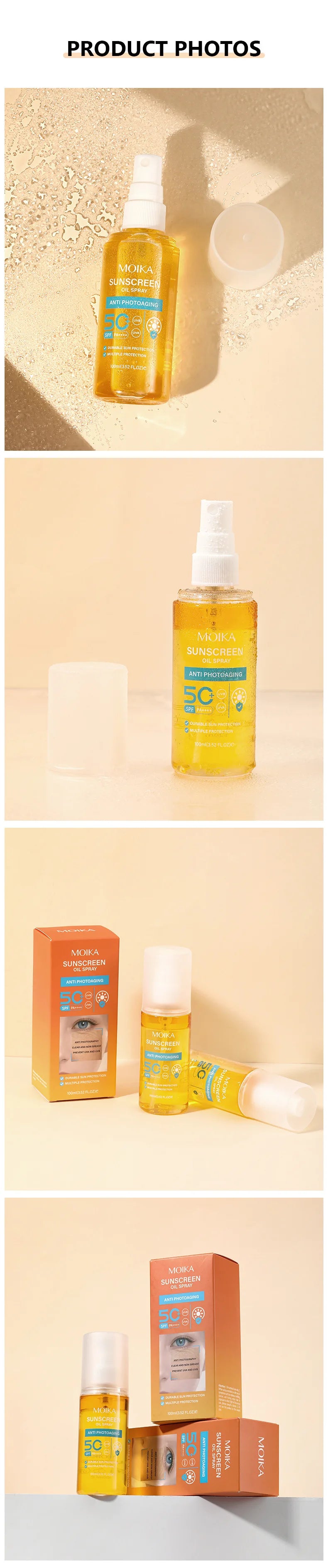 Facial Body Sunscreen Oil Spray Whitening Sun Cream Sunblock Skin Protective Cream Anti-Aging Oil-control Moisturizing SPF50+