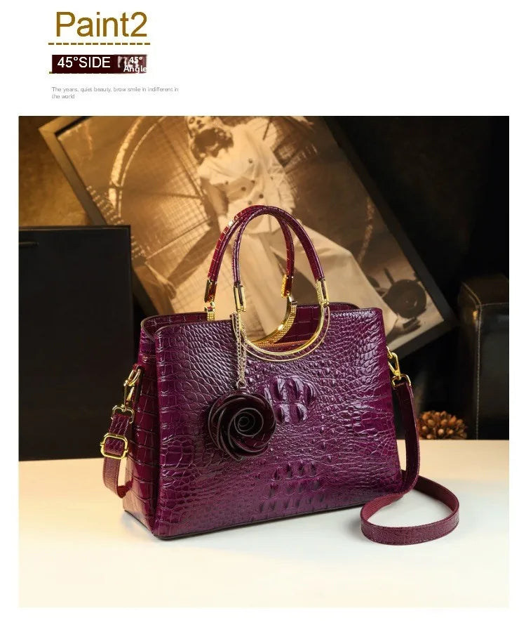 Elegant Leather Crocodile Pattern Wedding Handbag for Women Suitable for Bridal Events And Cheongsam Outfits European Vintage...