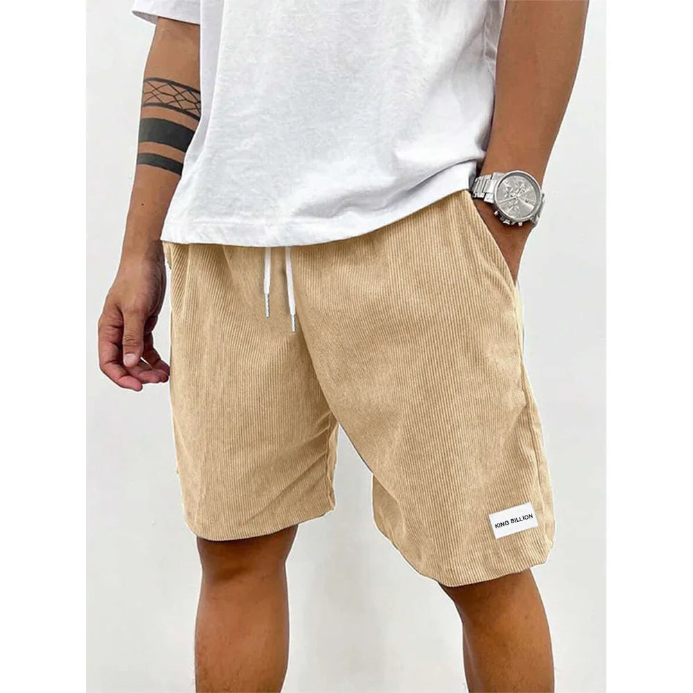 Summer Men Corduroy Sweatpants Casual Shorts Men'S Beach Shorts Basketball Short Trousers Solid Color Label Sportswear Men