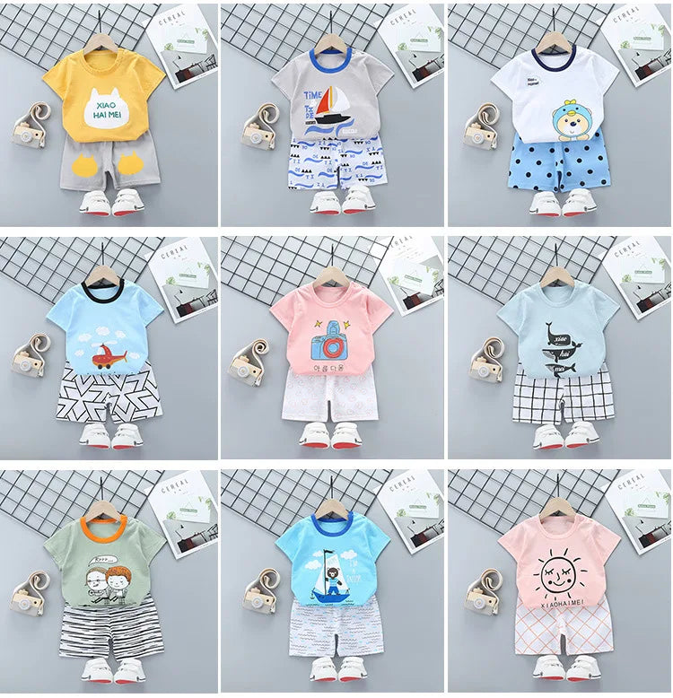 Children's Unisex Cotton T-Shirt and Shorts Set - Summer 2-Piece Outfit