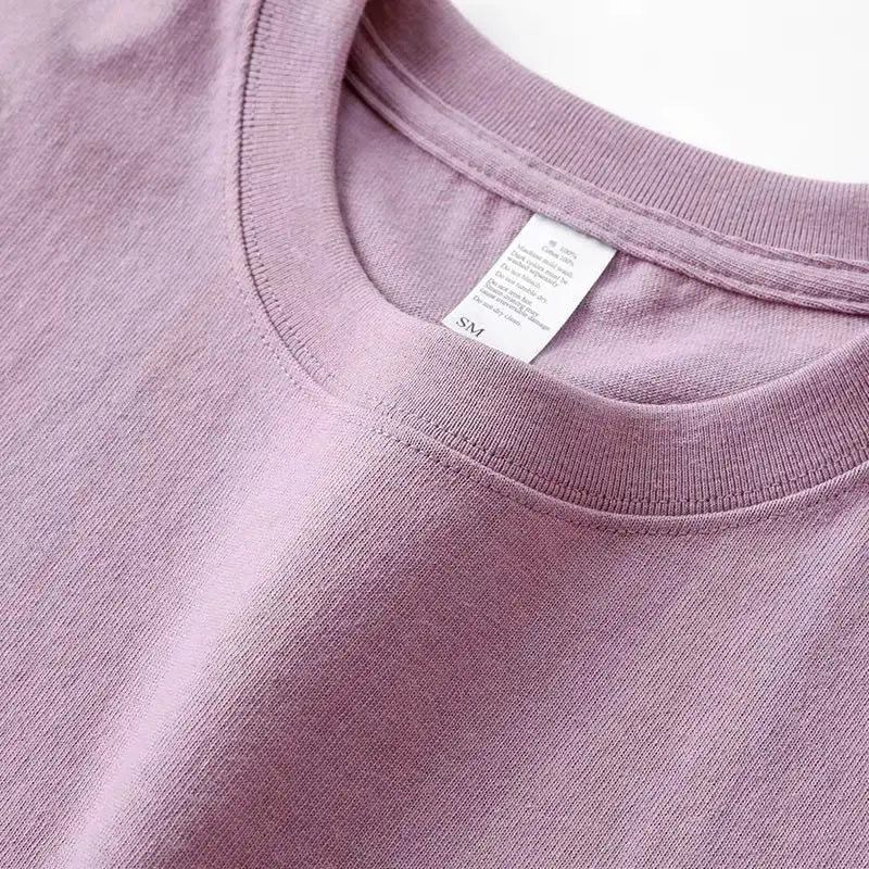 Zefansuli Heavyweight Cotton T-Shirt - Gray-Purple Round Neck Tee