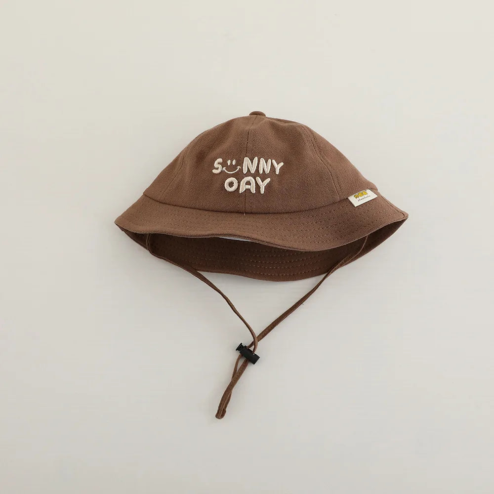 Embroidered Baby Bucket Hat Sun Safe Unisex Beachwear For Toddlers With Letter Design