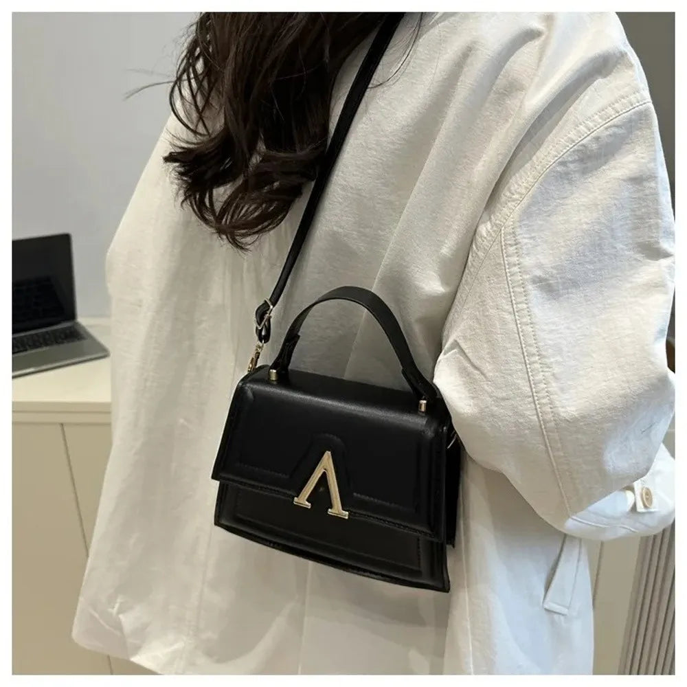 Casual Retro Shoulder Bag Candy Color Large Capacity Crossbody Bag PU Material Street Trend Ladies Handbag