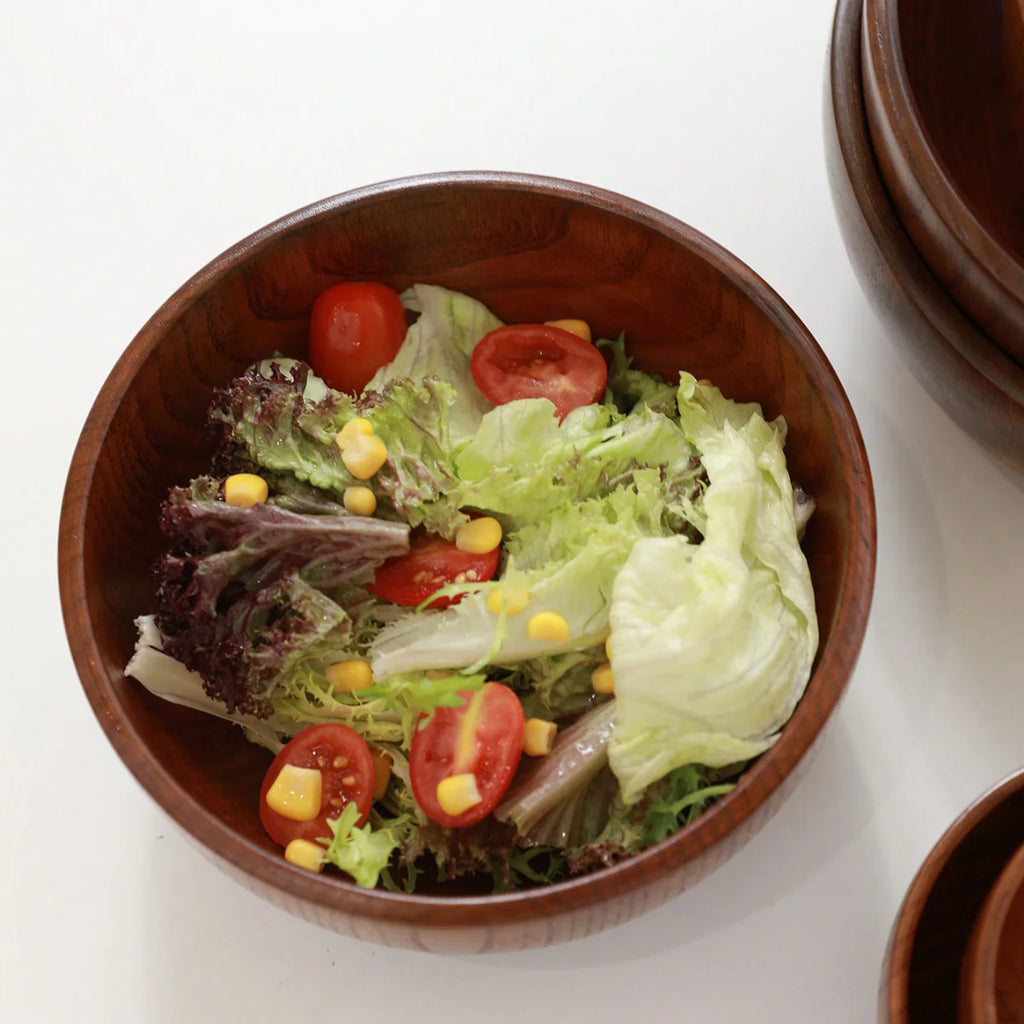 1Pc Stackable Solid Wood Bowl / Available in Large and Small Sizes / Household Wooden Bowl for Salad / Rice / Soup Noodles