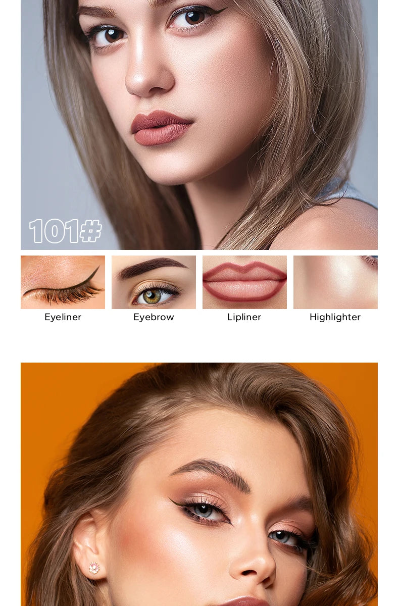 Beauty GlazedMulti-Function Beauty Glazed 4-in-1 Makeup Pen Waterproof Cosmetic Pencil for Eyeliner Brow Lip Highlighter