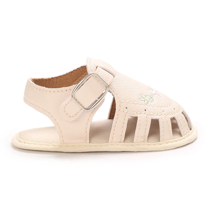 Infant Baby Girls Beach Sandals Flats and Soft Sole Non-slip Flower Princess Wedding Dress Walking Shoes for Newborn Baby