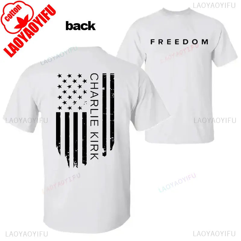 Charlie Kirk Freedom Shirt Patriotic Graphic Tee Tribute For Patriotic Activists Streetwear