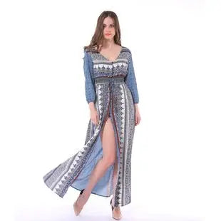 Bohemian Backless Beach Long Dress Cotton Women's Clothing Wish Hot Sell Street Style Hip Hop Trendy Globalization Dress