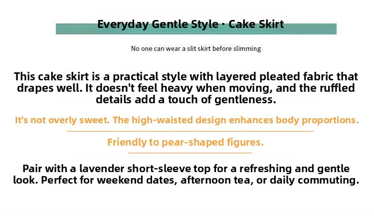 Sweet Pleated Half Skirt Korean Style Holiday Photo Long Atmosphere Spring Summer Cotton Blend Polyester Fiber Midi Skirt