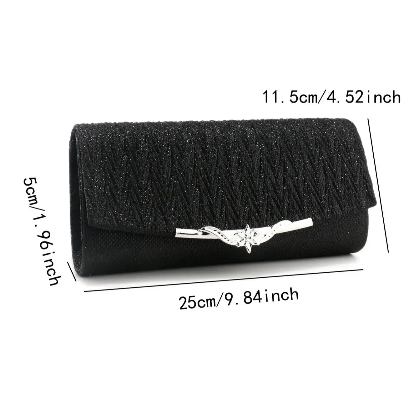Golden Metal Shoulder Envelope Design Women Evening Bags Ruched Fashion Glitter Clutch Handbags