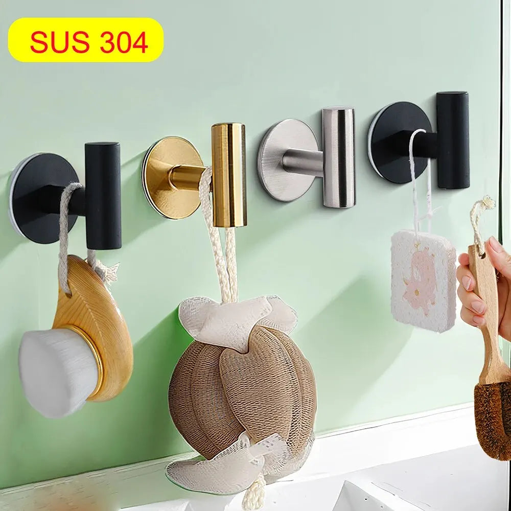 Ganchos Autoadhesivos de Acero Inoxidable Adhesivos de Pared Ganchos Colgantes Soporte para Abrigos Llaves Toallas Bolsos Sombreros Accesorios de Almacenamiento para el Hogar