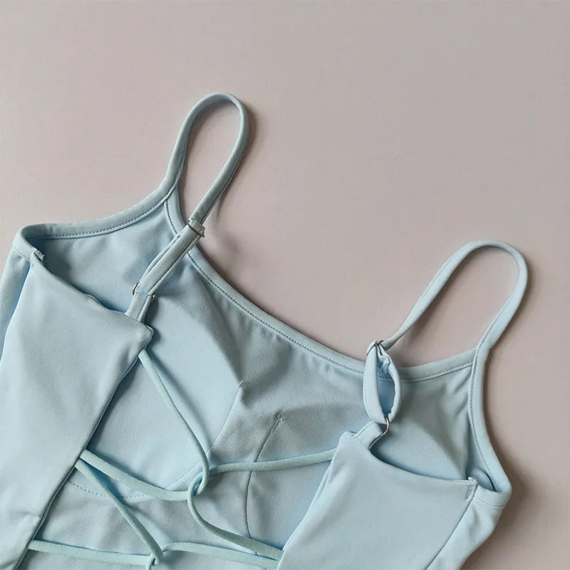 Women's Fixed Cup Small Sling Sports Vest Yoga Wear Underwear with Chest Pad Pilates Fitness Top Beautiful Back Design